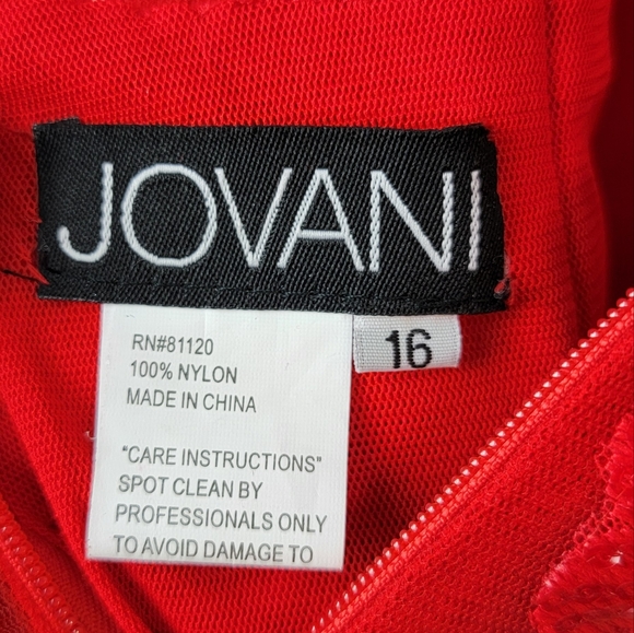 Jovani Red Lace Evening Gown - Picture 13 of 16